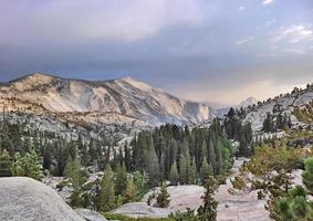 mariposa, paysage naturel avec montagnes enneigées et arbres, reportage de voyage aux états-unis photo