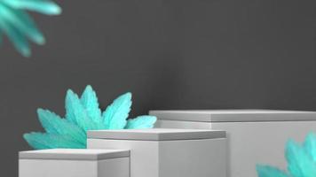 Cube triple de fond de scène de podium 3d pour la publicité de produit couleur de sens bleu et blanc photo
