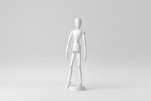 figure en bois sur fond blanc. concept minimal de papier. rendu 3D. photo