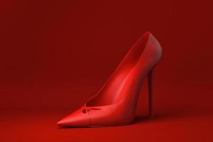 chaussure rouge sur fond rouge. idée de concept minimal créatif. rendu 3D. photo