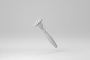 instrument de rasoir sur fond blanc. notion minimale. monochrome. rendu 3D. photo