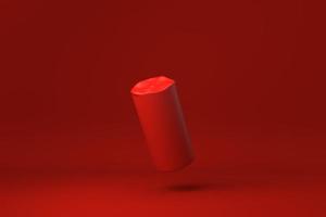 bougie rouge sur fond rouge. idée de concept minimal créatif. monochrome. rendu 3D. photo