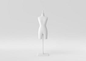 mannequin blanc sur fond blanc. idée de concept minimal créatif. monochrome. rendu 3D. photo