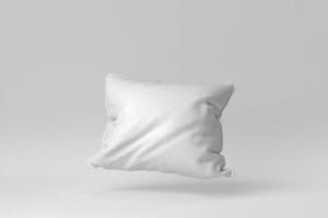 oreiller doux blanc sur fond blanc. notion minimale. rendu 3D. photo