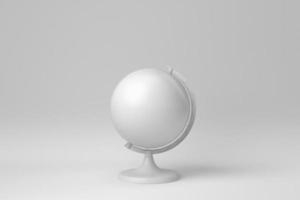 globe isolé sur fond blanc. notion minimale. monochrome. rendu 3D. photo