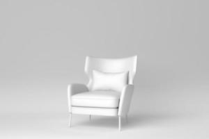 chaise moderne blanche sur fond blanc. notion minimale. rendu 3D.
