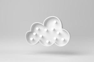 ampoule dans les nuages sur fond blanc. notion minimale. rendu 3D. photo