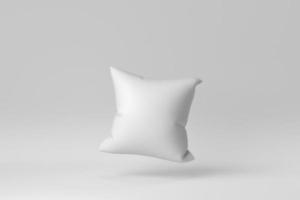 oreiller doux blanc sur fond blanc. notion minimale. rendu 3D. photo