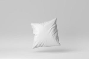 oreiller doux blanc sur fond blanc. notion minimale. rendu 3D. photo