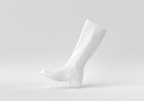 chaussure blanche flottant sur fond blanc. idée de concept minimal créatif. façon origami. rendu 3D. photo