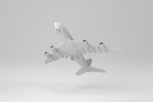 avion isolé sur fond blanc. concept minimal de polygone. monochrome. rendu 3D.