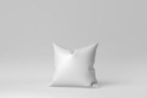 oreiller doux blanc sur fond blanc. notion minimale. rendu 3D. photo