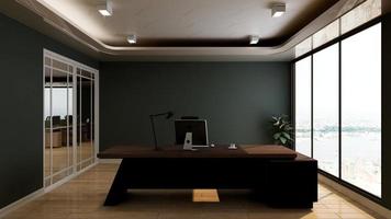 Conception de bureau moderne de rendu 3d - maquette de mur intérieur de salle de directeur photo