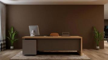 design d'intérieur de bureau personnel de bureau moderne en rendu 3d photo