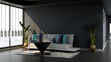 Illustration de rendu 3d d'une salle de détente confortable avec un concept minimaliste moderne photo