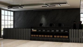 café moderne avec concept de bar en rendu 3d - maquette de design d'intérieur d'idées de café photo