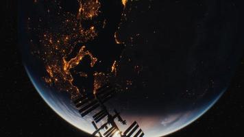 station spatiale internationale dans l'espace extra-atmosphérique sur l'orbite de la planète terre photo