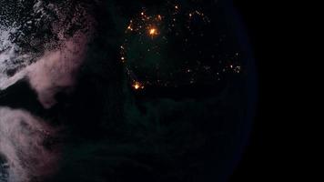 belle vue spatiale de la terre avec formation de nuages photo