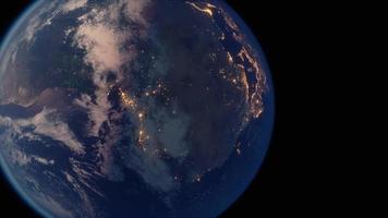 sphère de la planète terre nocturne dans l'espace extra-atmosphérique photo