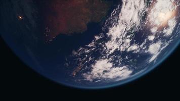 planète terre vue de l'espace la nuit montrant les lumières des pays photo