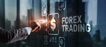 inscription forex trading sur écran virtuel. concept de marché boursier d'affaires photo