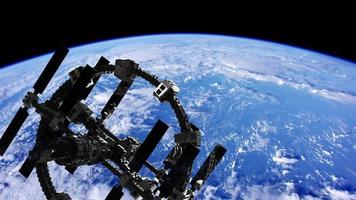 station spatiale internationale dans l'espace au-dessus de la planète terre photo