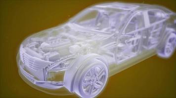 animation holographique d'un modèle de voiture filaire 3d avec moteur photo