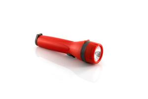 lampe de poche rouge isoler sur fond blanc photo