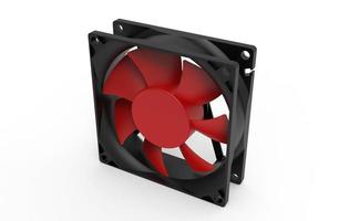 Refroidisseur de ventilateur d'ordinateur rouge isolé sur blanc illustration d'image 3d photo