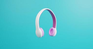 Casque violet blanc de rendu 3d isolé sur fond bleu photo