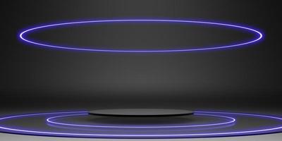 anneau laser podium scène présentoir noir néon lueur fond sombre illustration 3d photo
