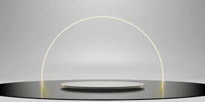 anneau laser podium stade zen concept simple minimal blanc présentoir néon lueur fond photo