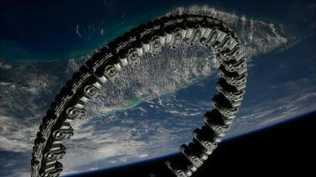 station spatiale futuriste en orbite terrestre photo