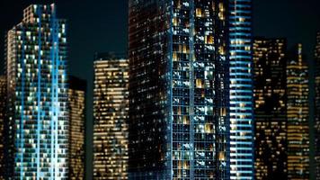 gratte-ciel dans le quartier des affaires dans la nuit photo