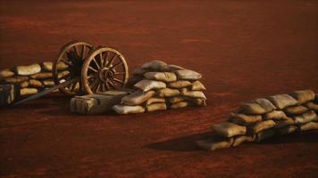 Pistolet derrière des sacs de sable pendant la guerre civile américaine photo