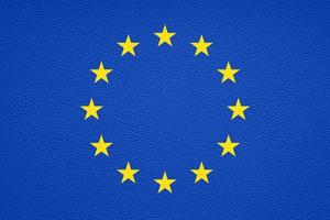 drapeau de l'europe ou de l'union européenne ou de l'ue avec une texture en cuir photo