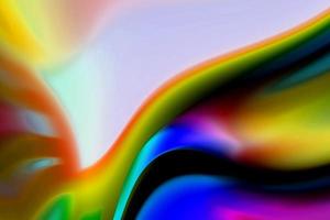 arc-en-ciel abstrait bleu et violet vague chromatique déformée arc-en-ciel lumière rêveuse superposition fluides motif dynamique sur coloré. photo