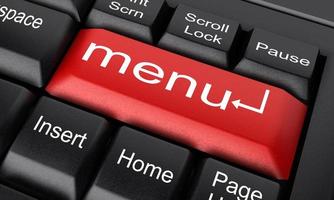 mot de menu sur le bouton rouge du clavier photo