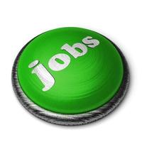 Mot d'emplois sur le bouton vert isolé sur blanc photo