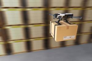 drone de livraison dans l'entrepôt. photo