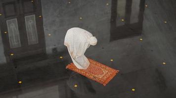 femme musulmane asiatique priant seule sans imam dans la mosquée photo
