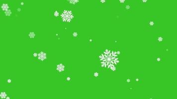 chute de neige de dessin animé isolée sur écran vert. rendu 3d photo
