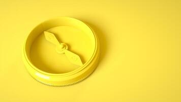 boussole vintage isolée sur fond jaune. rendu 3d photo