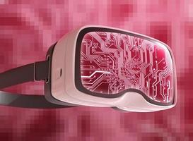 lunettes de réalité virtuelle, hacker futuriste, technologie internet et concept de réseau photo