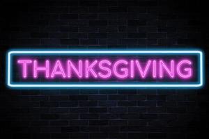 bannière néon de thanksgiving. photo