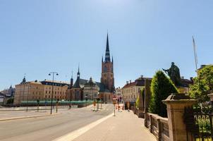 L'île de Riddarholmen avec des flèches d'église de Riddarholm, Stockholm, Suède photo