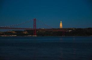 le portugal, lisbonne, paysage nocturne du tage lisbonne, ponte 25 avril pont sur le tage photo