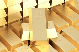 stock de lingots d'or sur fond doré illustration de rendu 3d photo
