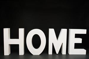 lettres en bois blanc maison sur fond noir photo