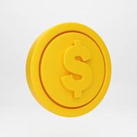 Icône de dessin animé 3d dollar d'argent de pièce de monnaie pour la présentation de modèle de maquette infographie illustration de rendu 3d